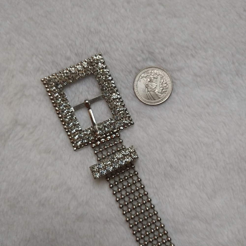 Silver Rhinestone Chain Belt - Picture 2 of 7